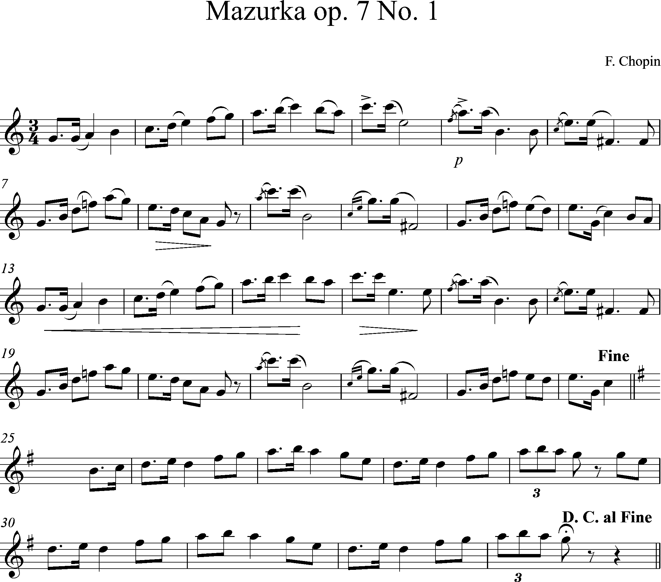 Noten Chopin Mazurka op7/1
